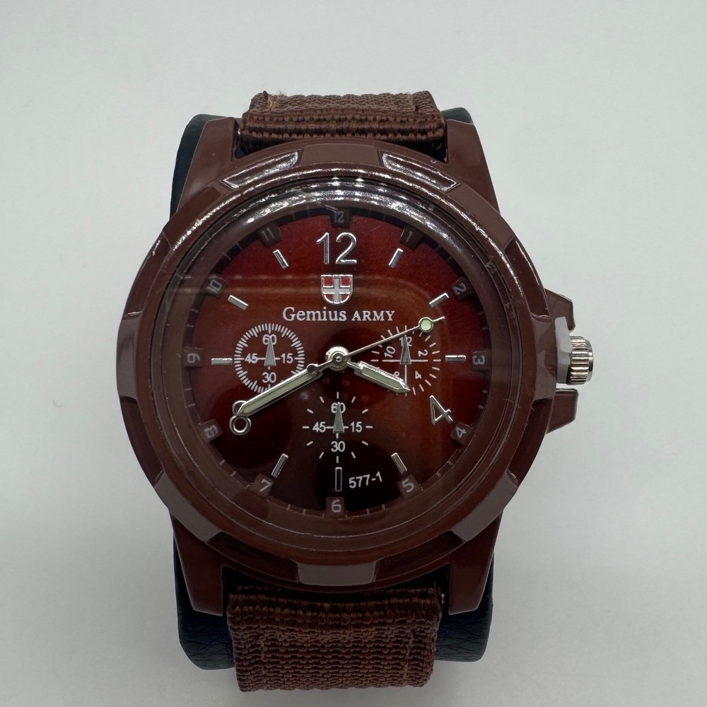 Gemius Army 577-1 Mens Brown Military Watch Nylon Strap Quartz New